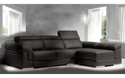 Sofá Chaise Longue Reversible CONSO | Sofá relax de piel natural