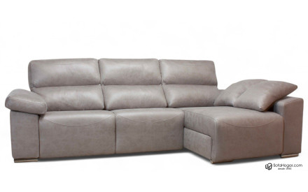 Sofá 3 plazas con chaise longue en piel vaca natural | SofaHogar