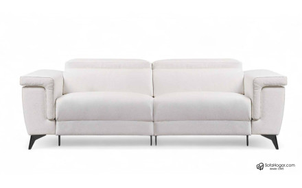 Sofá de Piel Blanca con Relax Eléctrico y Asientos Deslizantes