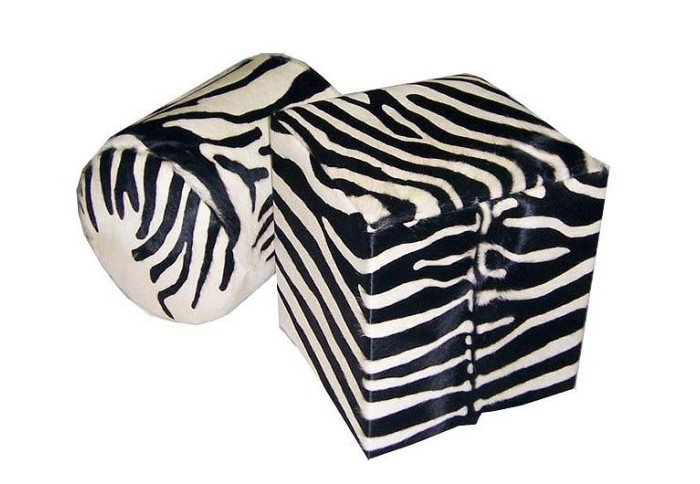 Puff de piel con estampado de cebra | Puff de piel | Sofahogar