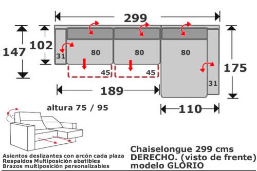 (165) ChaiseLongue 299cm Dcho