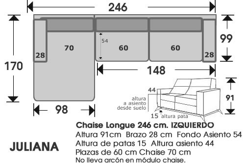 (214) ChaiseLongue 246 cm. IZDO