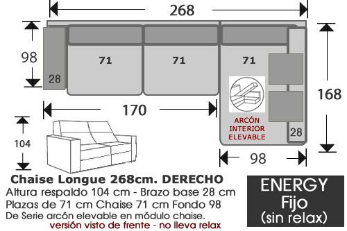 (262) ChaiseLongue 268cm DCHO Fijo