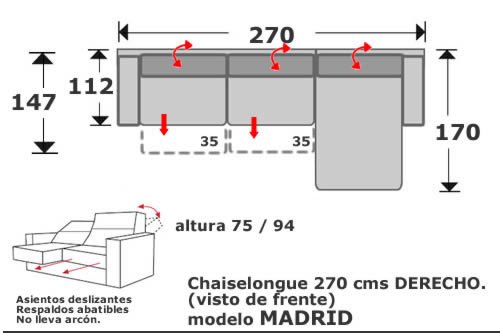 (136) ChaiseLongue 270cm Dcho