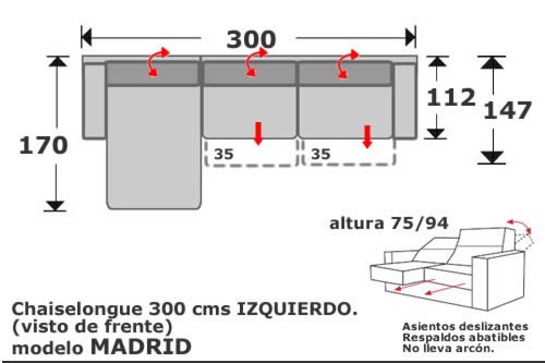 (136) ChaiseLongue 300cm Izdo